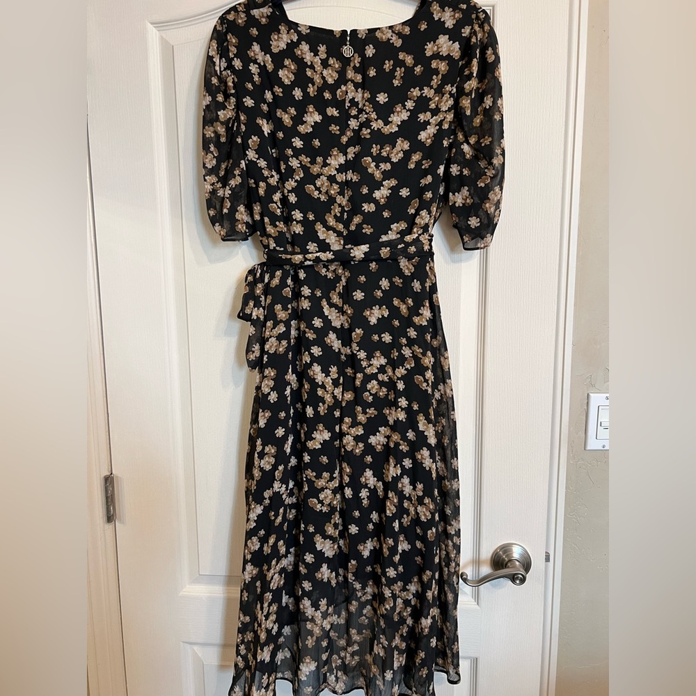 Tommy Hilfiger Black Dress with Cream Floral Pattern